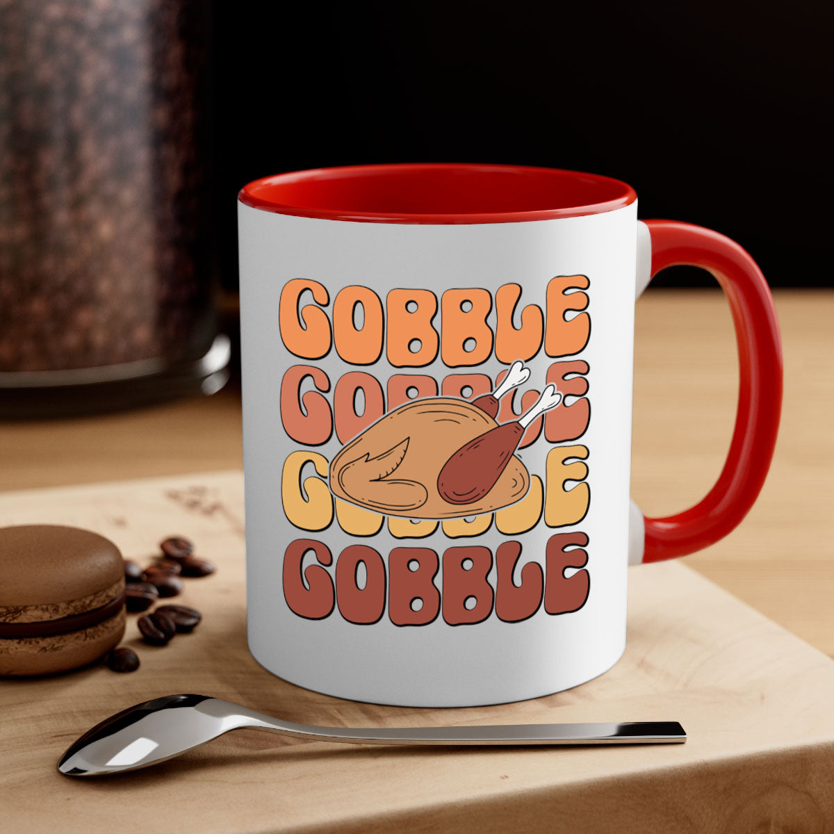 Gobble 198# Mug featuring a glossy finish with a colored handle and interior, available in multiple colors and sizes.