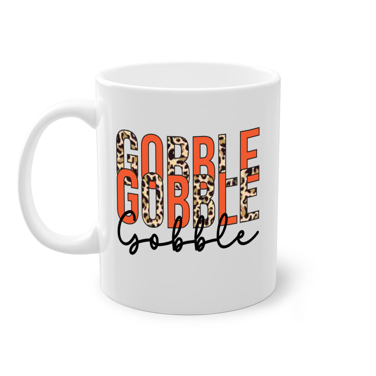 Gobble gobble 199# Mug featuring a glossy finish, colored handle, and interior, available in multiple colors and sizes.