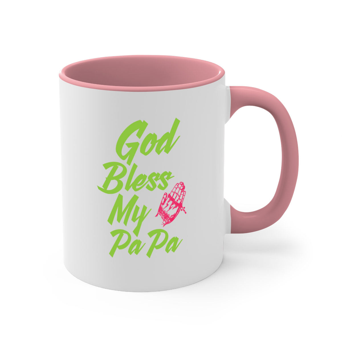God Bless Papa 107# Mug with colorful handle and glossy finish, perfect for grandfathers.