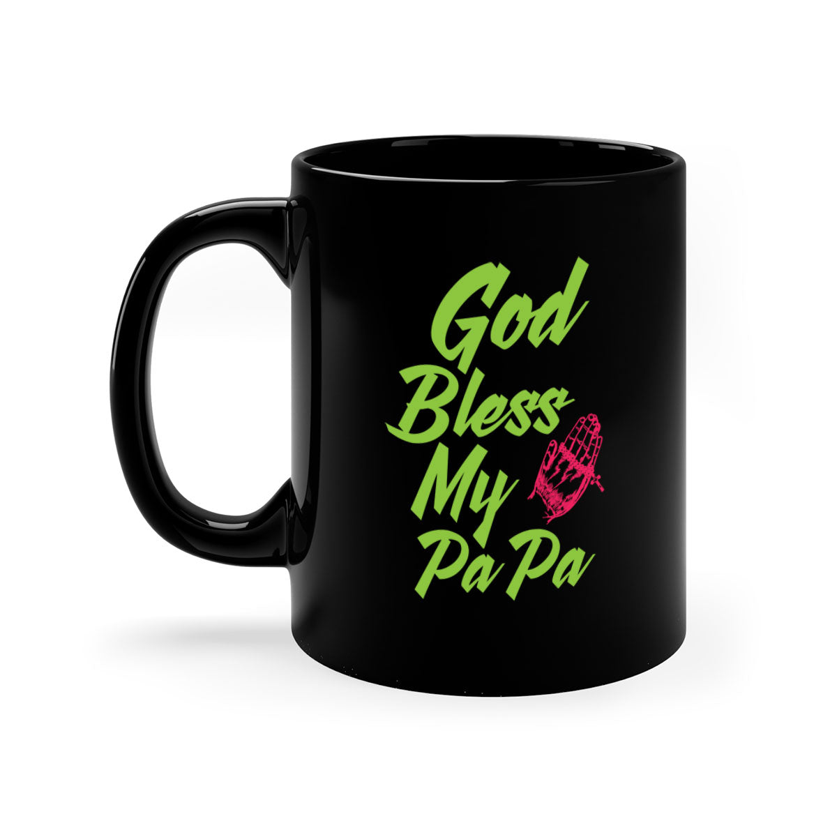 God Bless Papa 107# Mug with colorful handle and glossy finish, perfect for grandfathers.