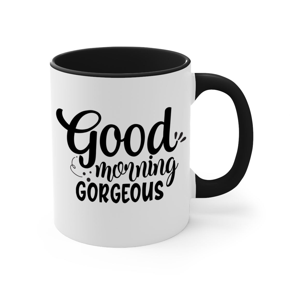Good Morning Gorgeous 77# Mug with colorful handle and glossy finish, available in multiple colors and sizes.