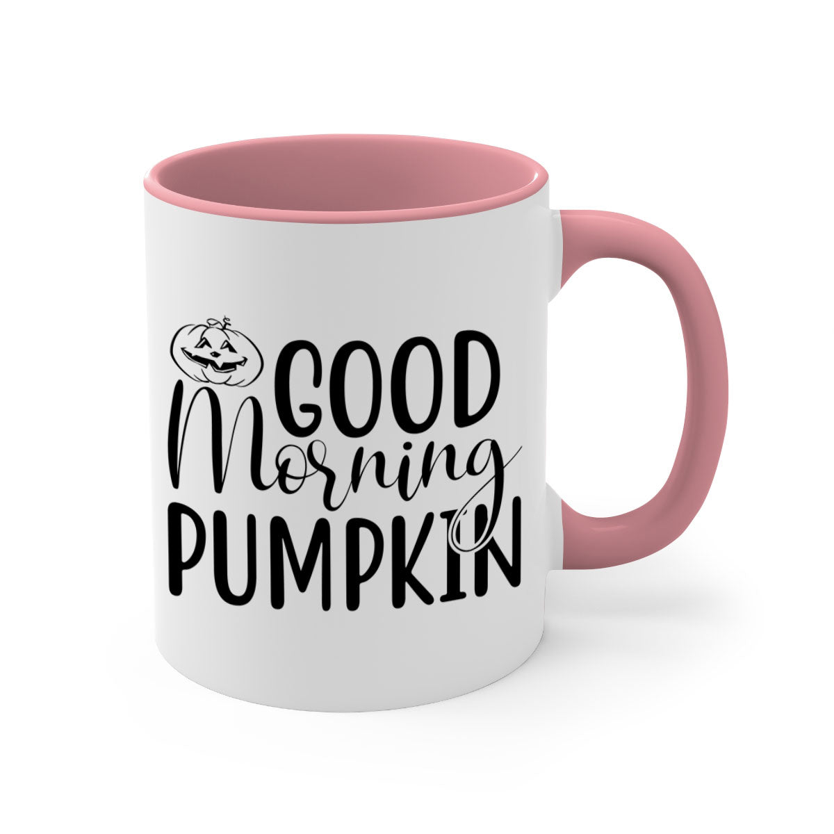 Good Morning Pumpkin 207# Mug with a glossy finish, featuring a colored handle and interior, available in five vibrant colors.