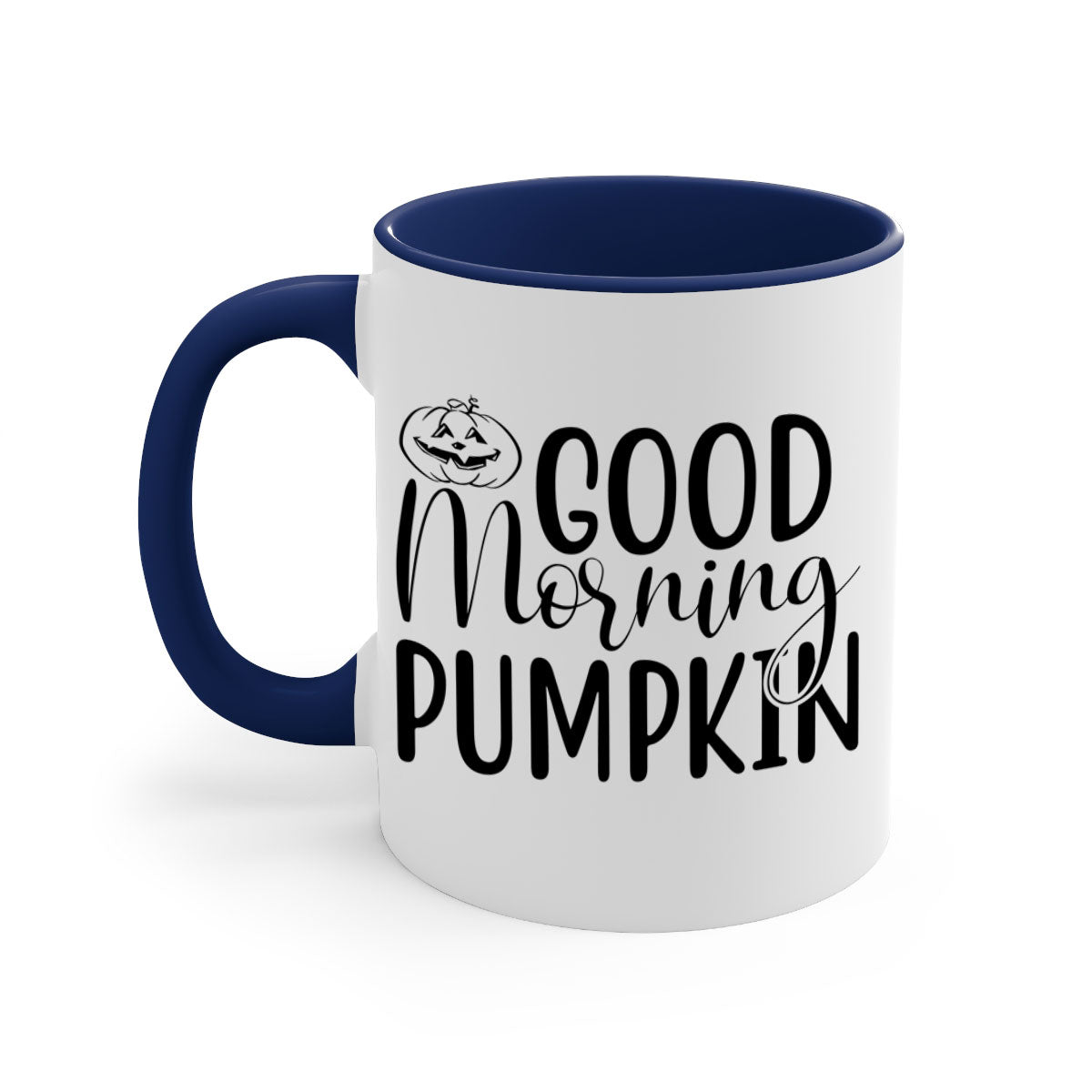 Good Morning Pumpkin 207# Mug with a glossy finish, featuring a colored handle and interior, available in five vibrant colors.