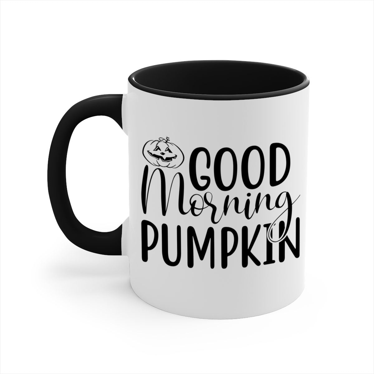 Good Morning Pumpkin 207# Mug with a glossy finish, featuring a colored handle and interior, available in five vibrant colors.