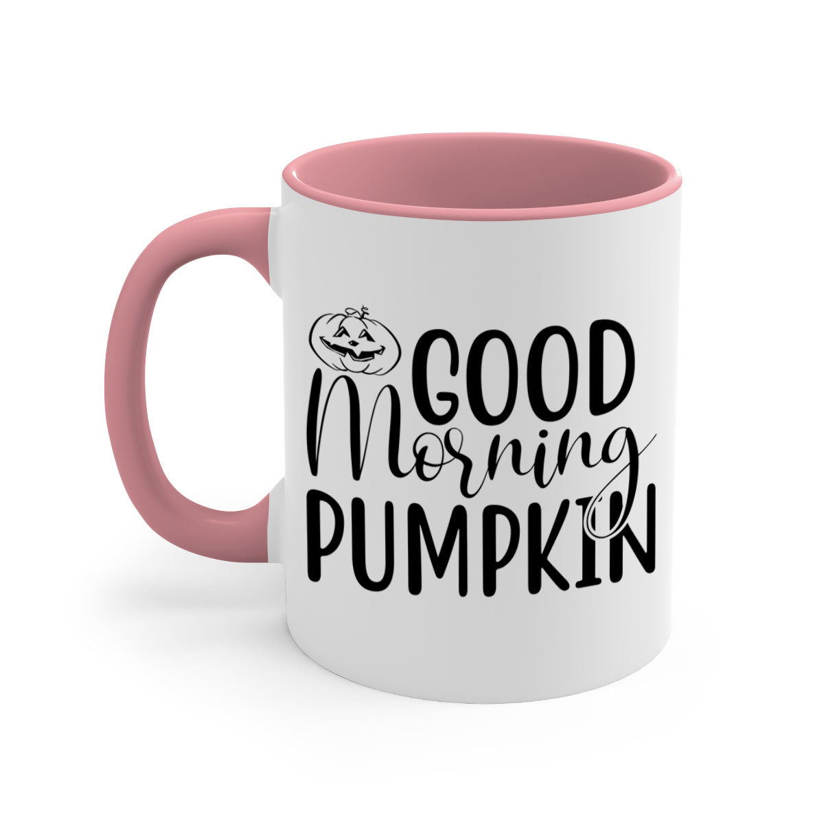 Good Morning Pumpkin 207# Mug with a glossy finish, featuring a colored handle and interior, available in five vibrant colors.
