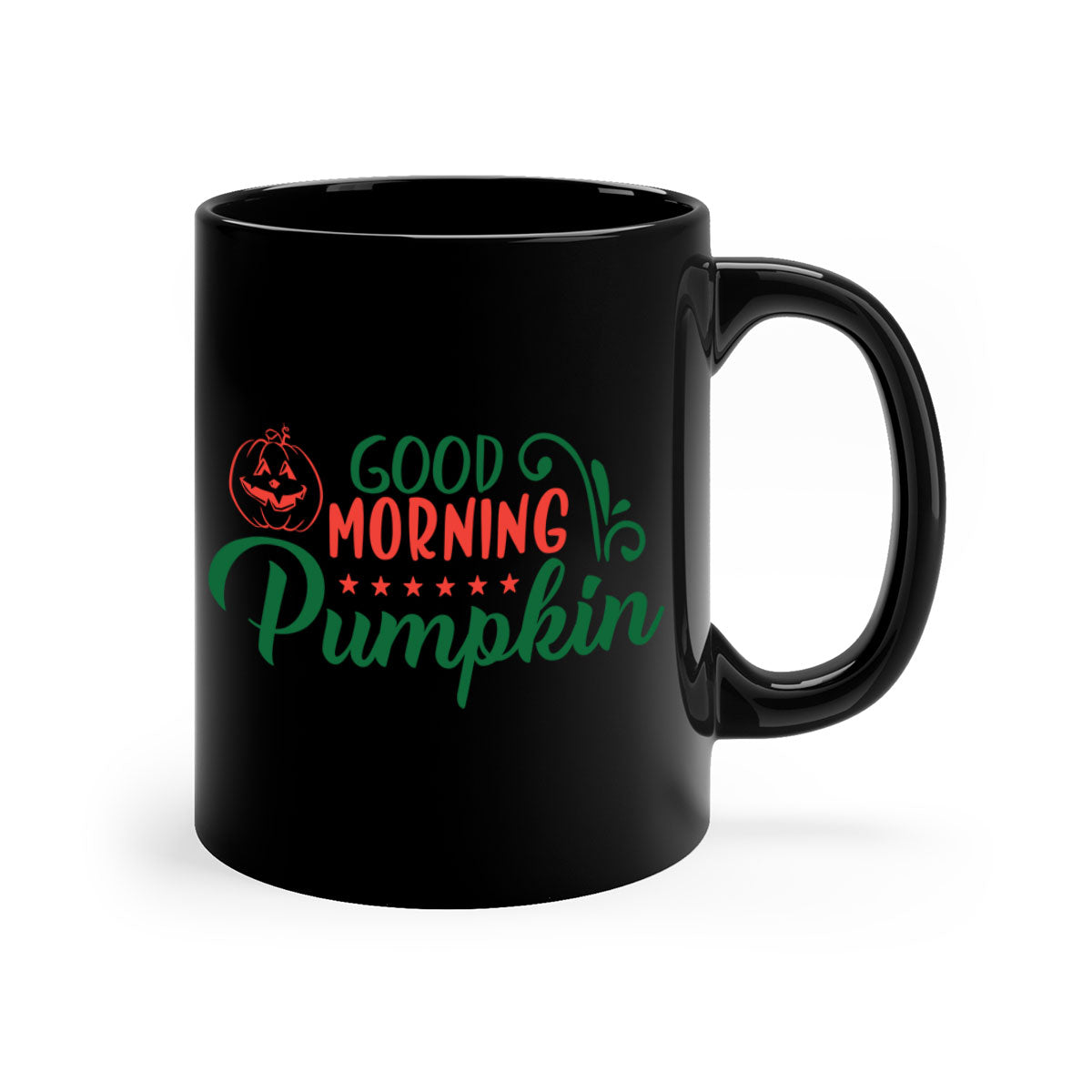 Good Morning Pumpkin 208# Mug with colorful handle and glossy finish, available in multiple colors and sizes.