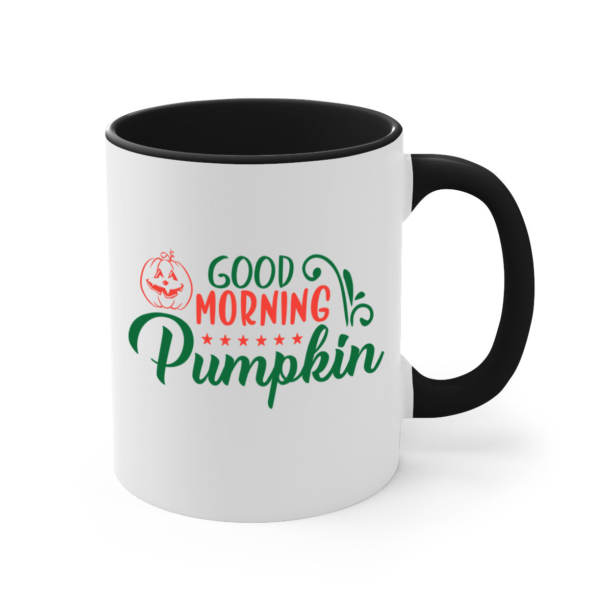 Good Morning Pumpkin 208# Mug with colorful handle and glossy finish, available in multiple colors and sizes.