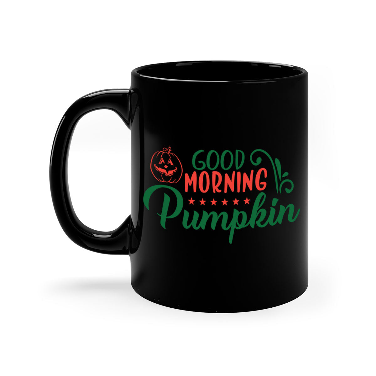 Good Morning Pumpkin 208# Mug with colorful handle and glossy finish, available in multiple colors and sizes.