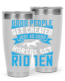 Good People Get Cheated tumbler in stainless steel with a stylish design, perfect for hot and cold beverages.