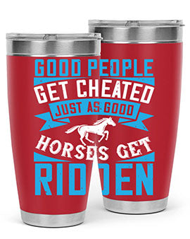 Good People Get Cheated tumbler in stainless steel with a stylish design, perfect for hot and cold beverages.