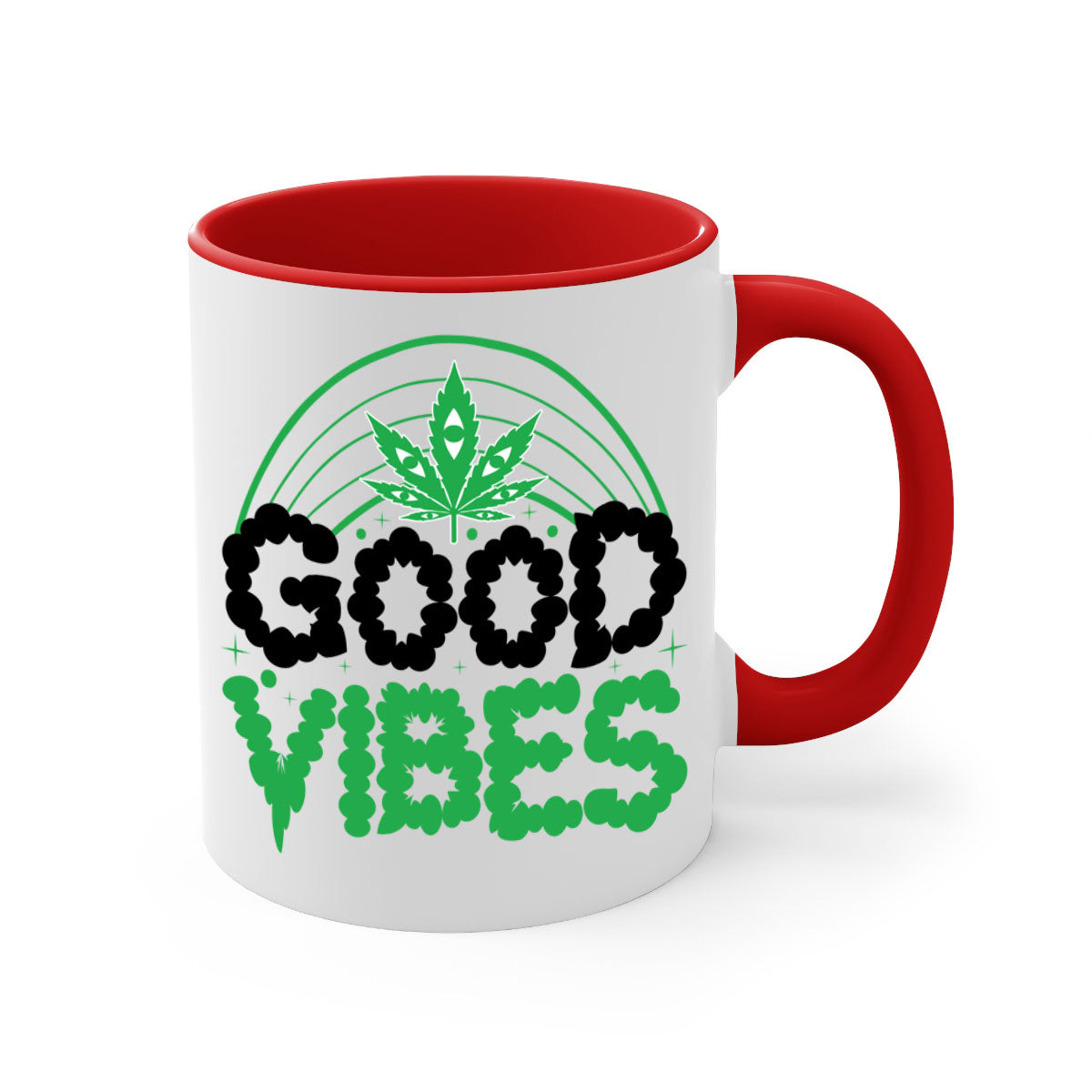 Good Vibes 93# Mug featuring a two-tone design with a colored handle and glossy finish, available in multiple colors.