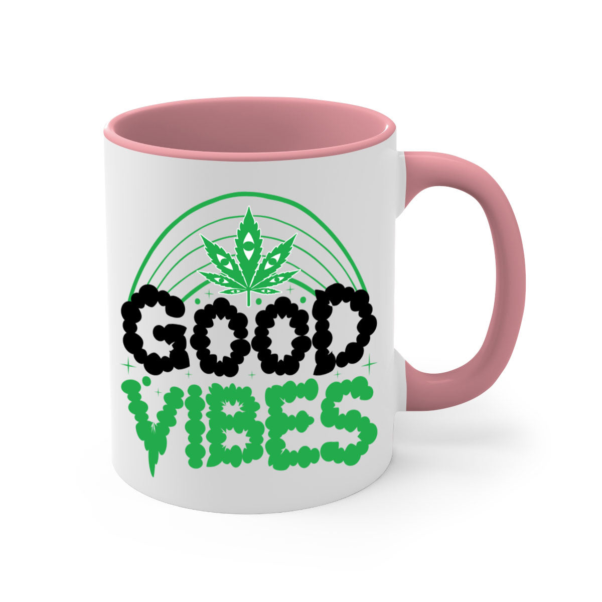 Good Vibes 93# Mug featuring a two-tone design with a colored handle and glossy finish, available in multiple colors.