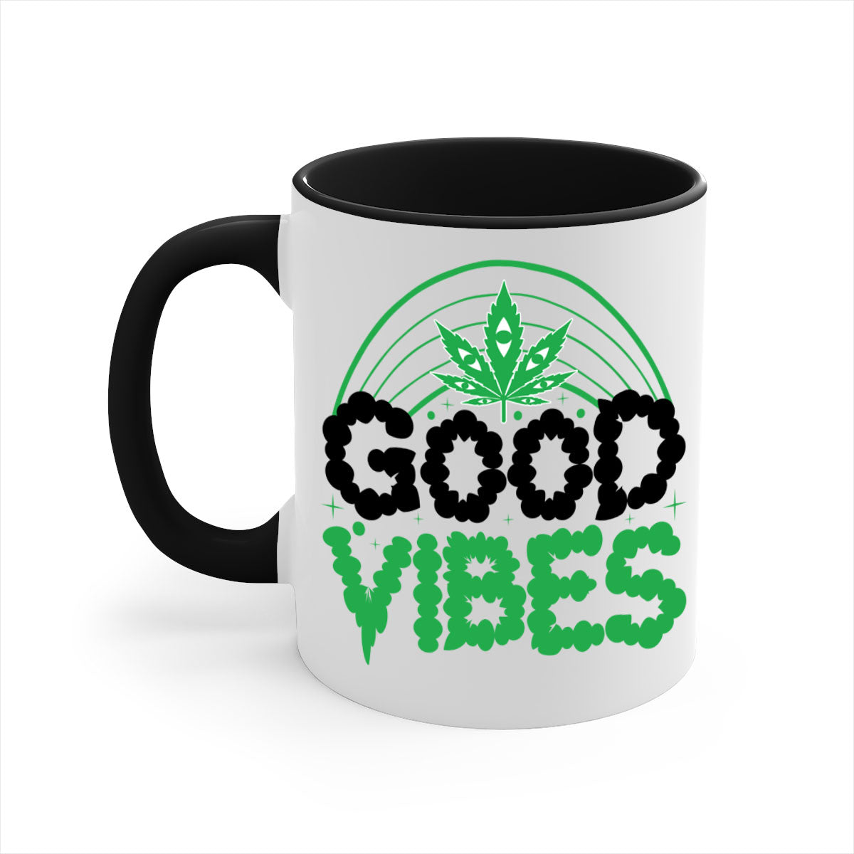 Good Vibes 93# Mug featuring a two-tone design with a colored handle and glossy finish, available in multiple colors.