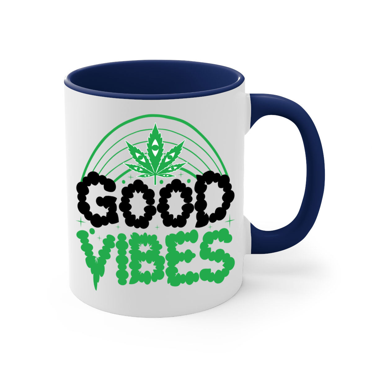 Good Vibes 93# Mug featuring a two-tone design with a colored handle and glossy finish, available in multiple colors.