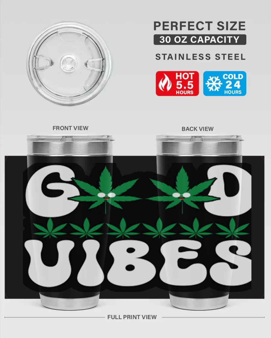 Good Vibes 96# Tumbler in stainless steel with a sleek design, featuring a press-in lid and double wall vacuum insulation.
