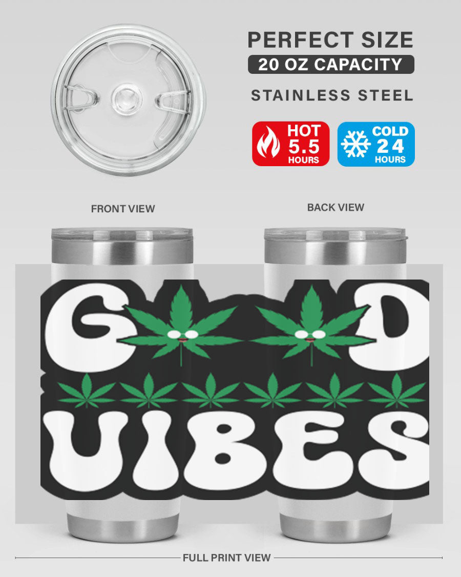Good Vibes 96# Tumbler in stainless steel with a sleek design, featuring a press-in lid and double wall vacuum insulation.