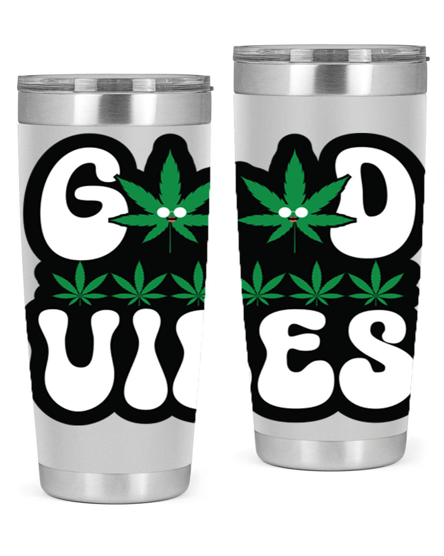 Good Vibes 96# Tumbler in stainless steel with a sleek design, featuring a press-in lid and double wall vacuum insulation.
