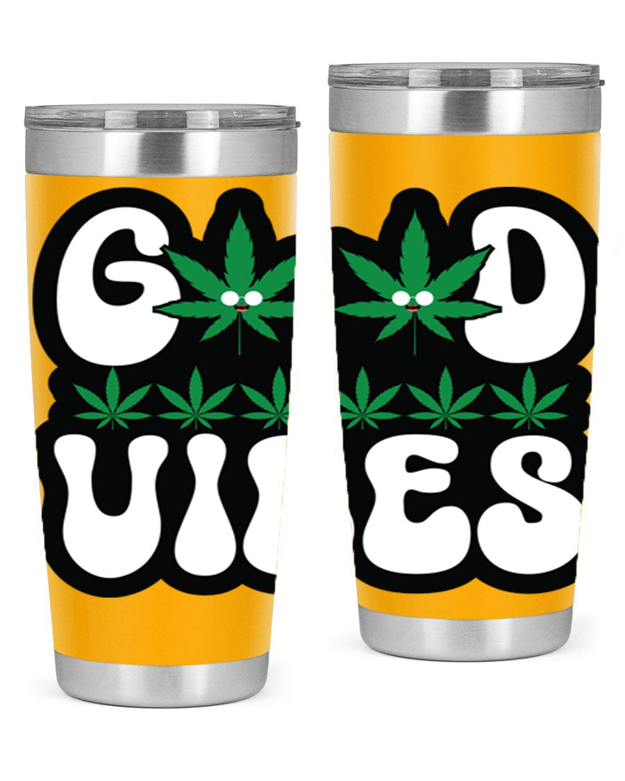Good Vibes 96# Tumbler in stainless steel with a sleek design, featuring a press-in lid and double wall vacuum insulation.