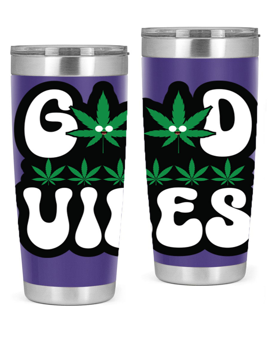 Good Vibes 96# Tumbler in stainless steel with a sleek design, featuring a press-in lid and double wall vacuum insulation.