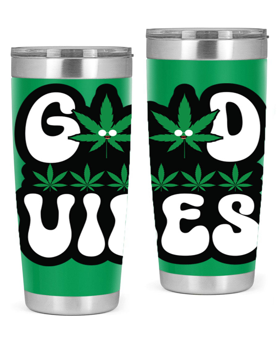 Good Vibes 96# Tumbler in stainless steel with a sleek design, featuring a press-in lid and double wall vacuum insulation.