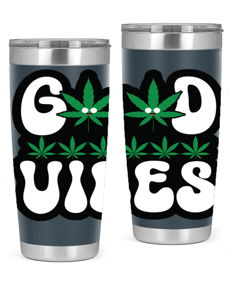 Good Vibes 96# Tumbler in stainless steel with a sleek design, featuring a press-in lid and double wall vacuum insulation.
