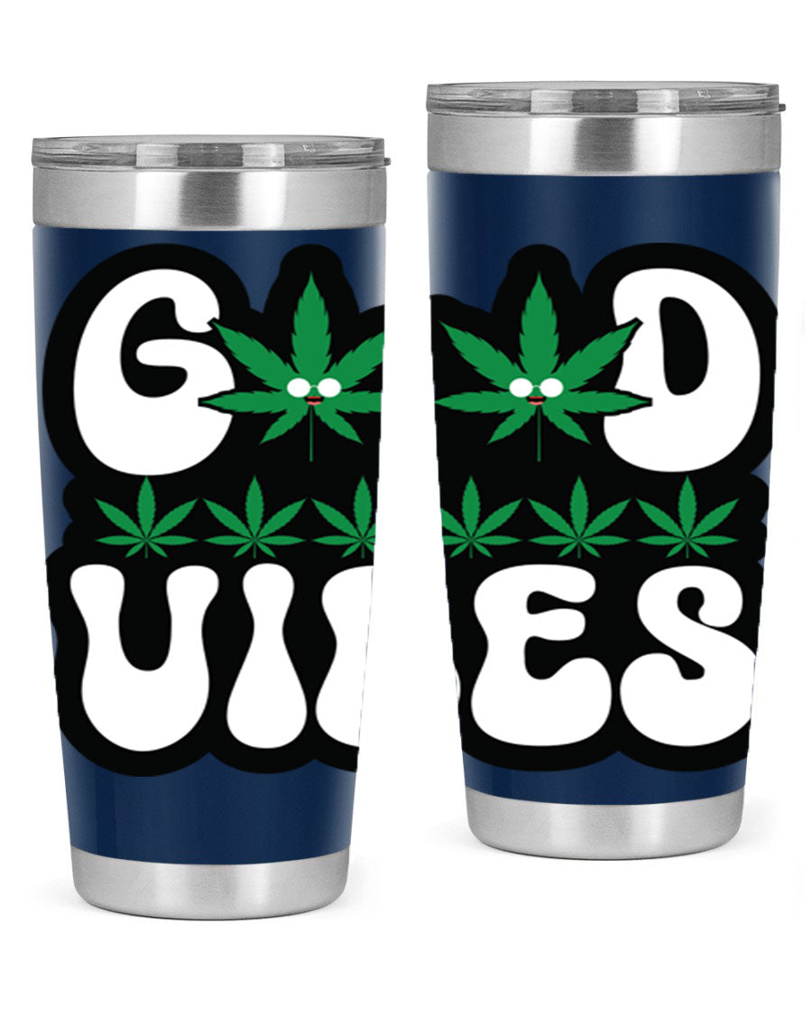 Good Vibes 96# Tumbler in stainless steel with a sleek design, featuring a press-in lid and double wall vacuum insulation.