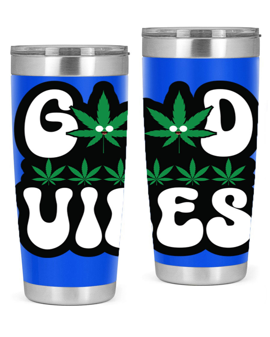 Good Vibes 96# Tumbler in stainless steel with a sleek design, featuring a press-in lid and double wall vacuum insulation.