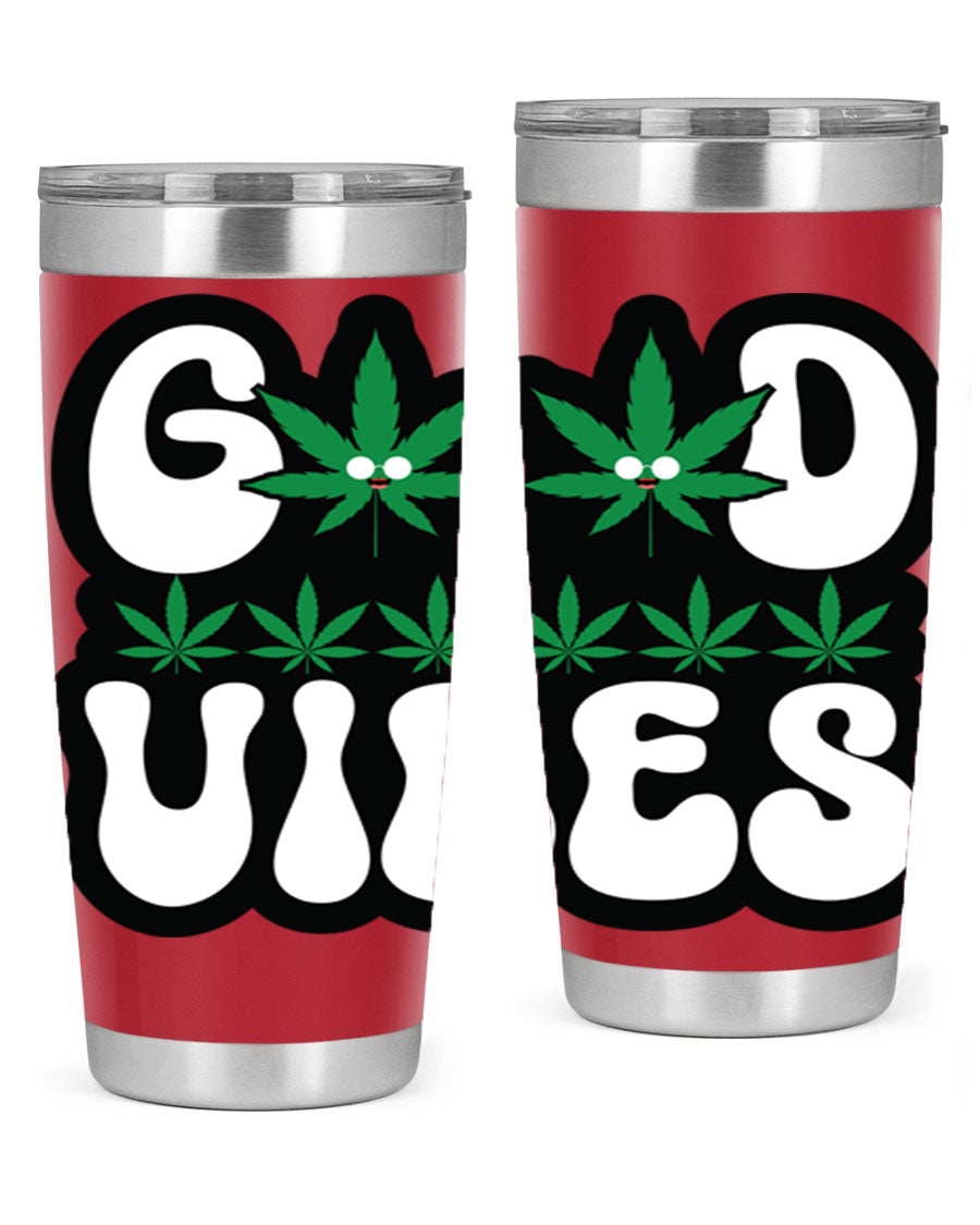 Good Vibes 96# Tumbler in stainless steel with a sleek design, featuring a press-in lid and double wall vacuum insulation.