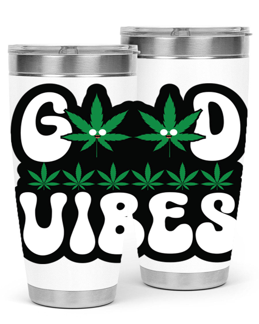 Good Vibes 96# Tumbler in stainless steel with a sleek design, featuring a press-in lid and double wall vacuum insulation.