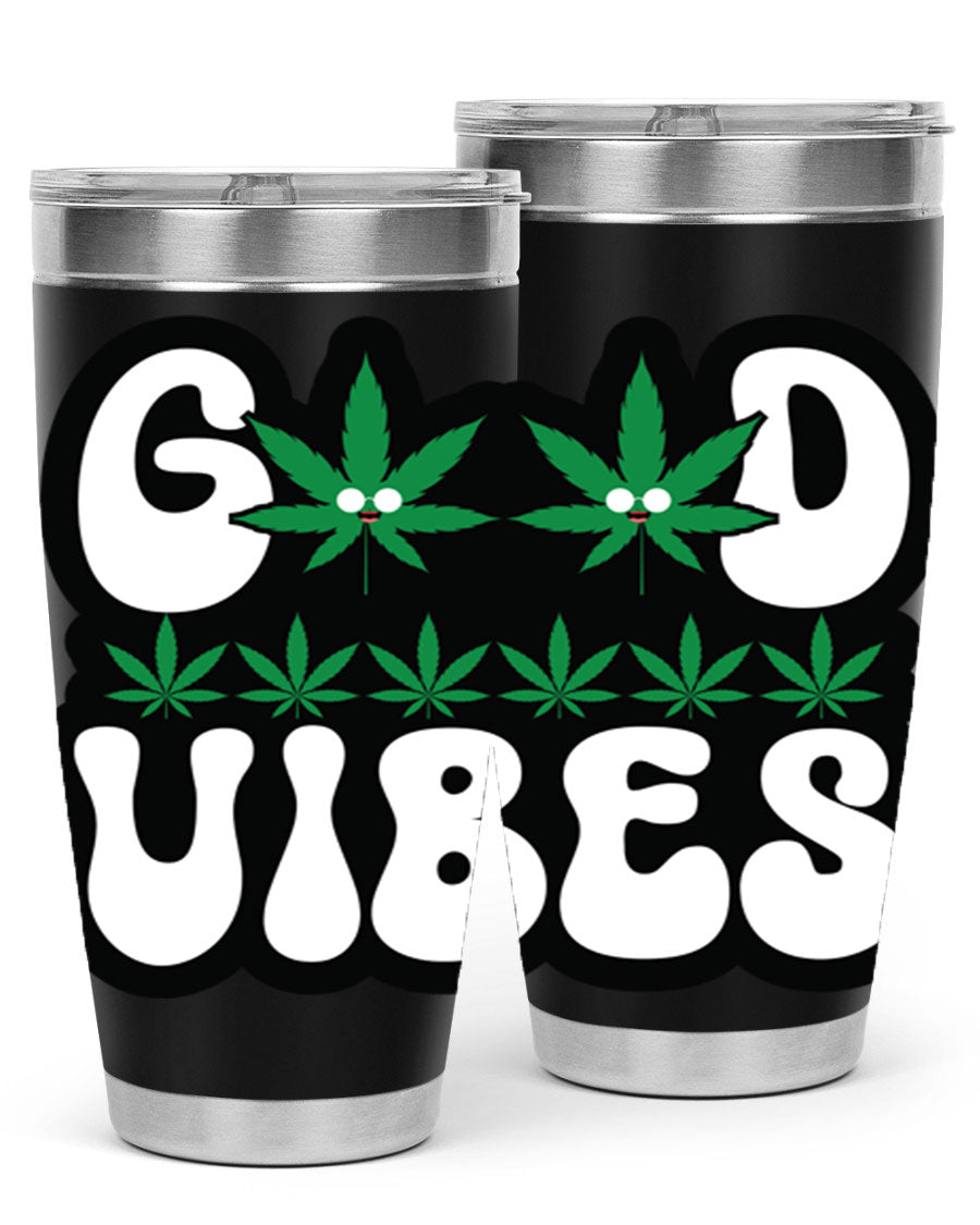 Good Vibes 96# Tumbler in stainless steel with a sleek design, featuring a press-in lid and double wall vacuum insulation.