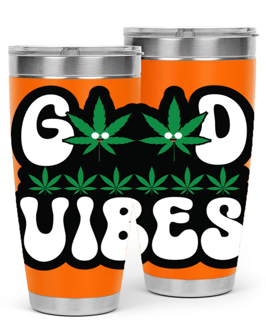 Good Vibes 96# Tumbler in stainless steel with a sleek design, featuring a press-in lid and double wall vacuum insulation.