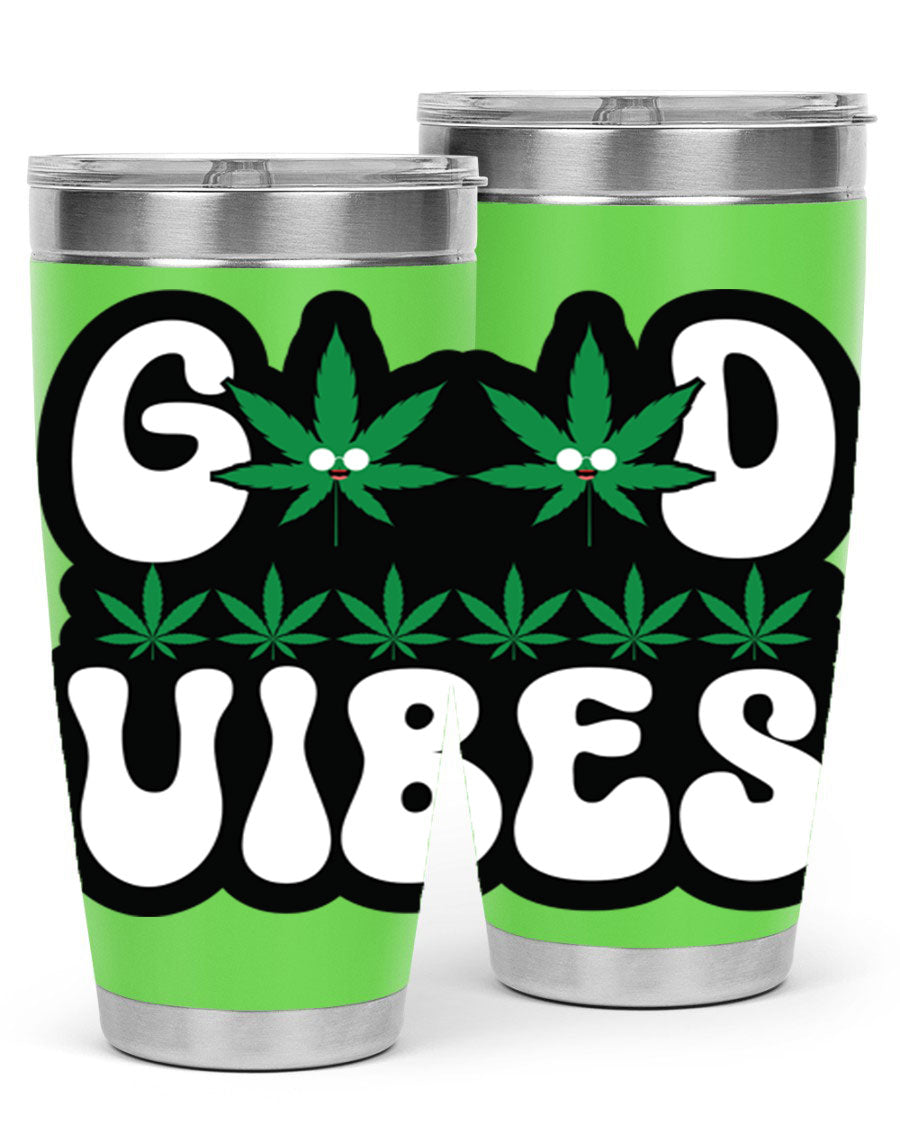 Good Vibes 96# Tumbler in stainless steel with a sleek design, featuring a press-in lid and double wall vacuum insulation.