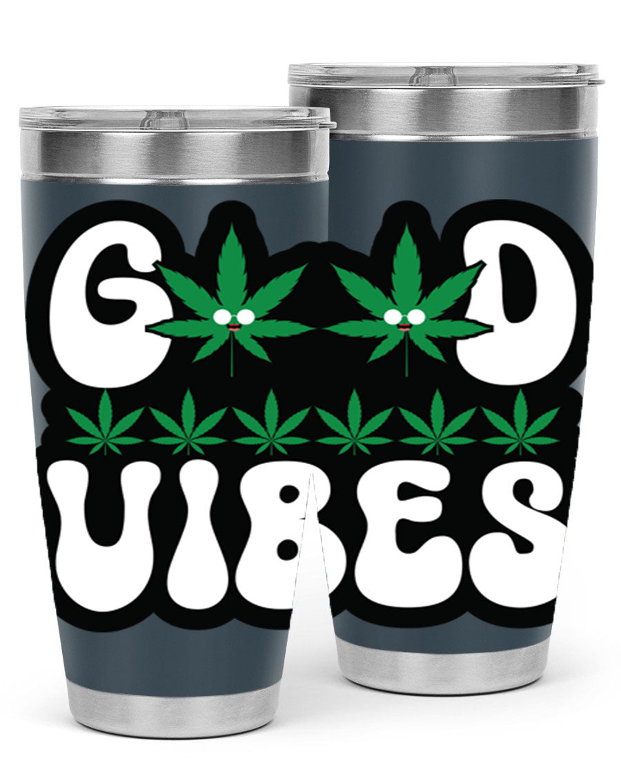 Good Vibes 96# Tumbler in stainless steel with a sleek design, featuring a press-in lid and double wall vacuum insulation.