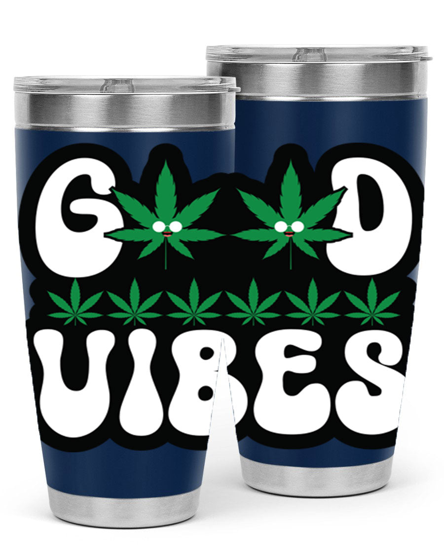 Good Vibes 96# Tumbler in stainless steel with a sleek design, featuring a press-in lid and double wall vacuum insulation.