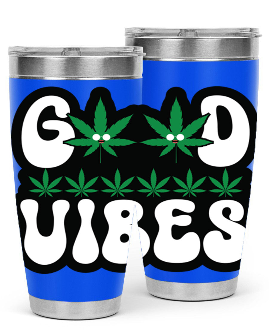 Good Vibes 96# Tumbler in stainless steel with a sleek design, featuring a press-in lid and double wall vacuum insulation.