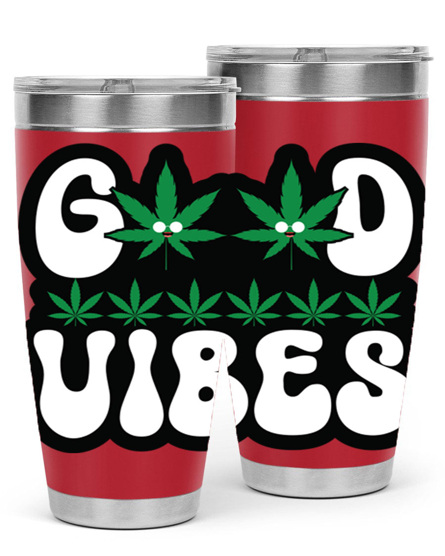Good Vibes 96# Tumbler in stainless steel with a sleek design, featuring a press-in lid and double wall vacuum insulation.