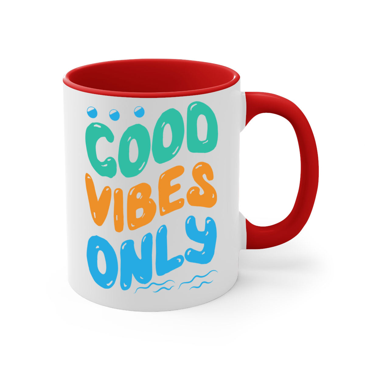 Good Vibes Only Design 200# Mug featuring a two-tone color scheme with a glossy finish and easy-grip handle.