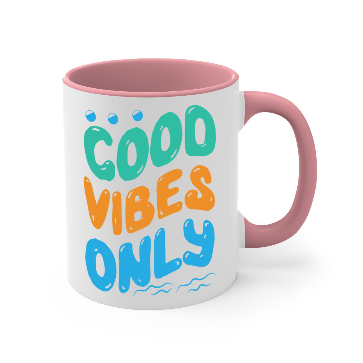 Good Vibes Only Design 200# Mug featuring a two-tone color scheme with a glossy finish and easy-grip handle.