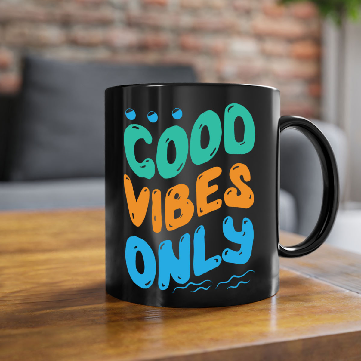 Good Vibes Only Design 200# Mug featuring a two-tone color scheme with a glossy finish and easy-grip handle.