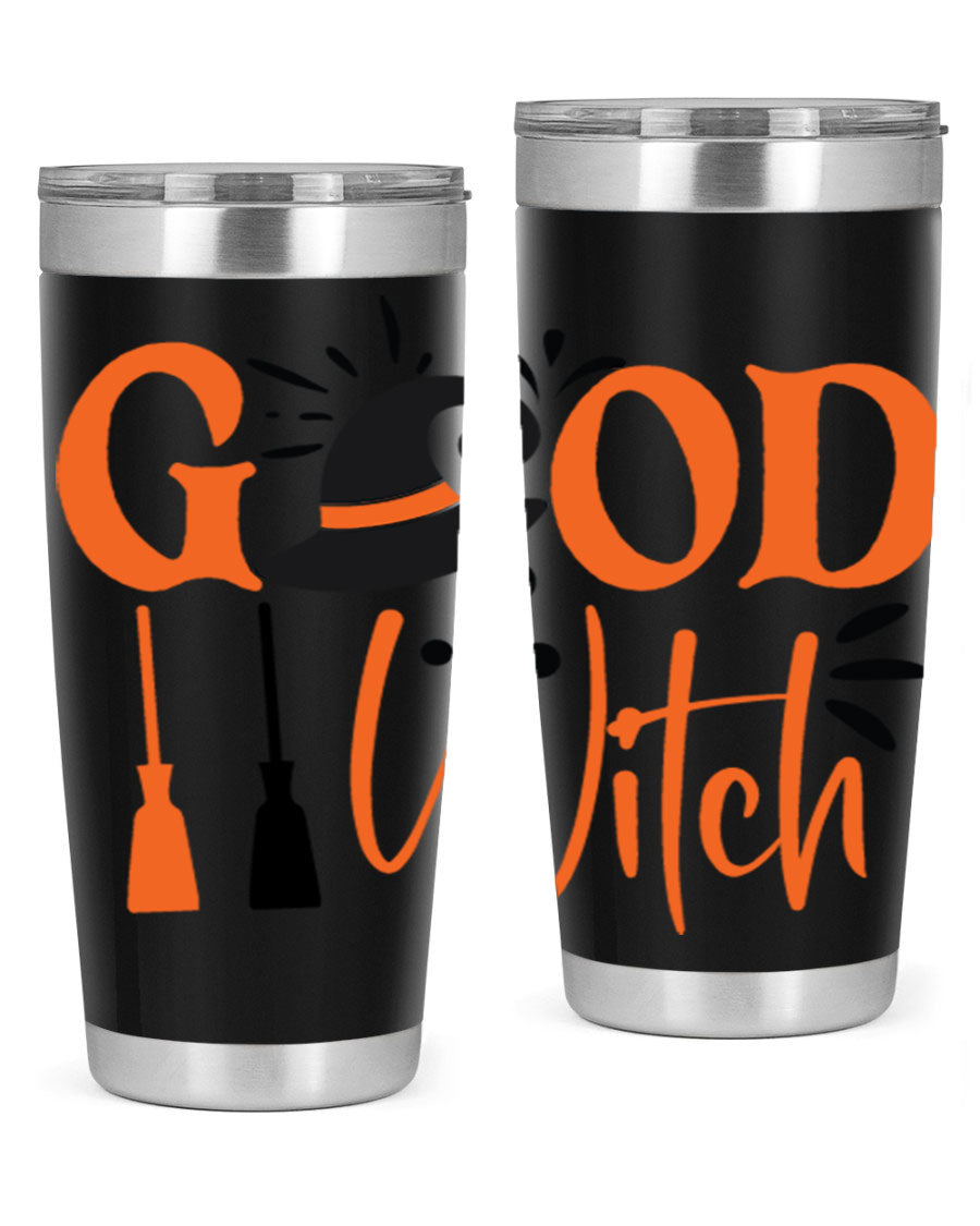 Good Witch 112# Halloween Tumbler, 20oz double wall vacuum stainless steel with a whimsical design, perfect for hot and cold beverages.