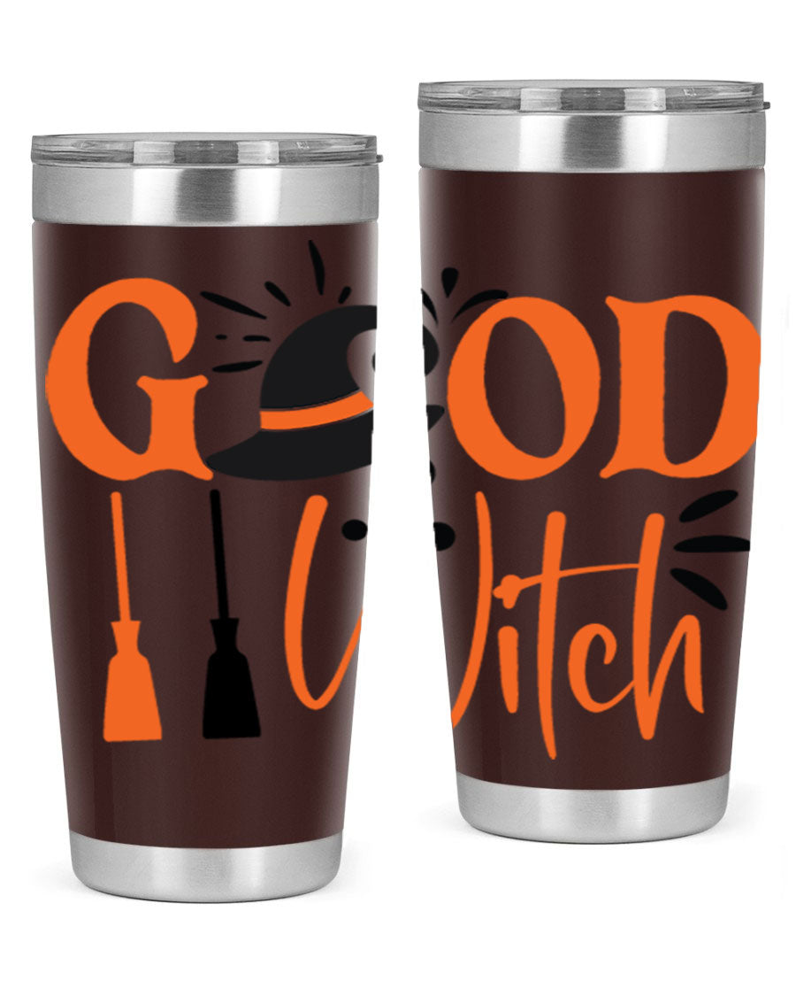 Good Witch 112# Halloween Tumbler, 20oz double wall vacuum stainless steel with a whimsical design, perfect for hot and cold beverages.
