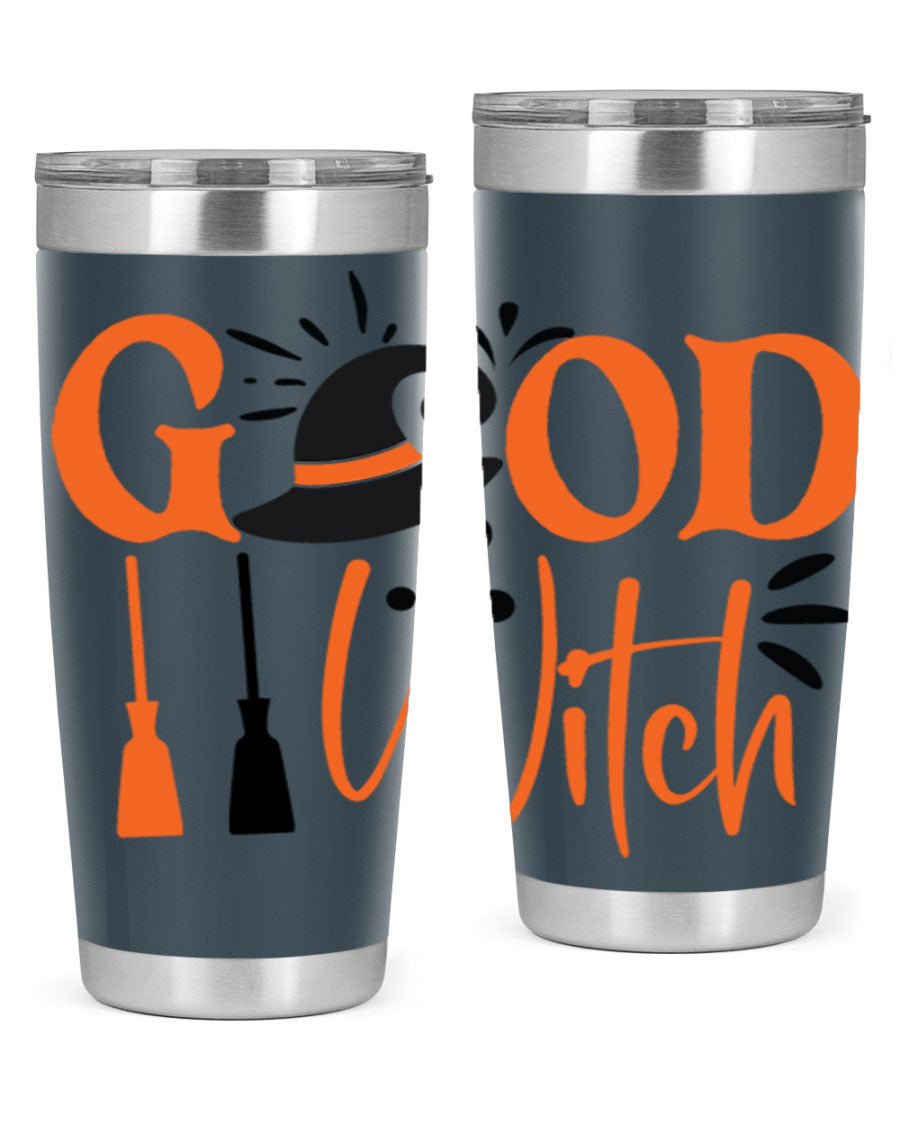 Good Witch 112# Halloween Tumbler, 20oz double wall vacuum stainless steel with a whimsical design, perfect for hot and cold beverages.