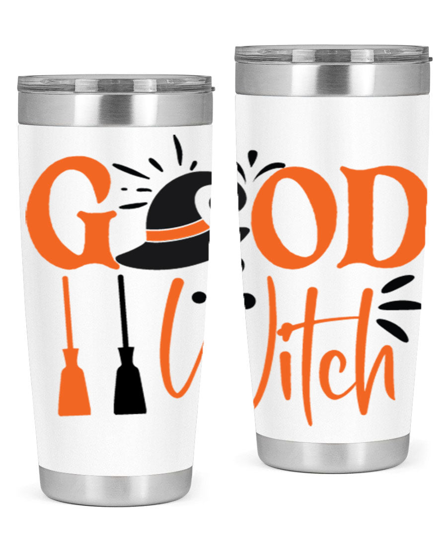 Good Witch 112# Halloween Tumbler, 20oz double wall vacuum stainless steel with a whimsical design, perfect for hot and cold beverages.