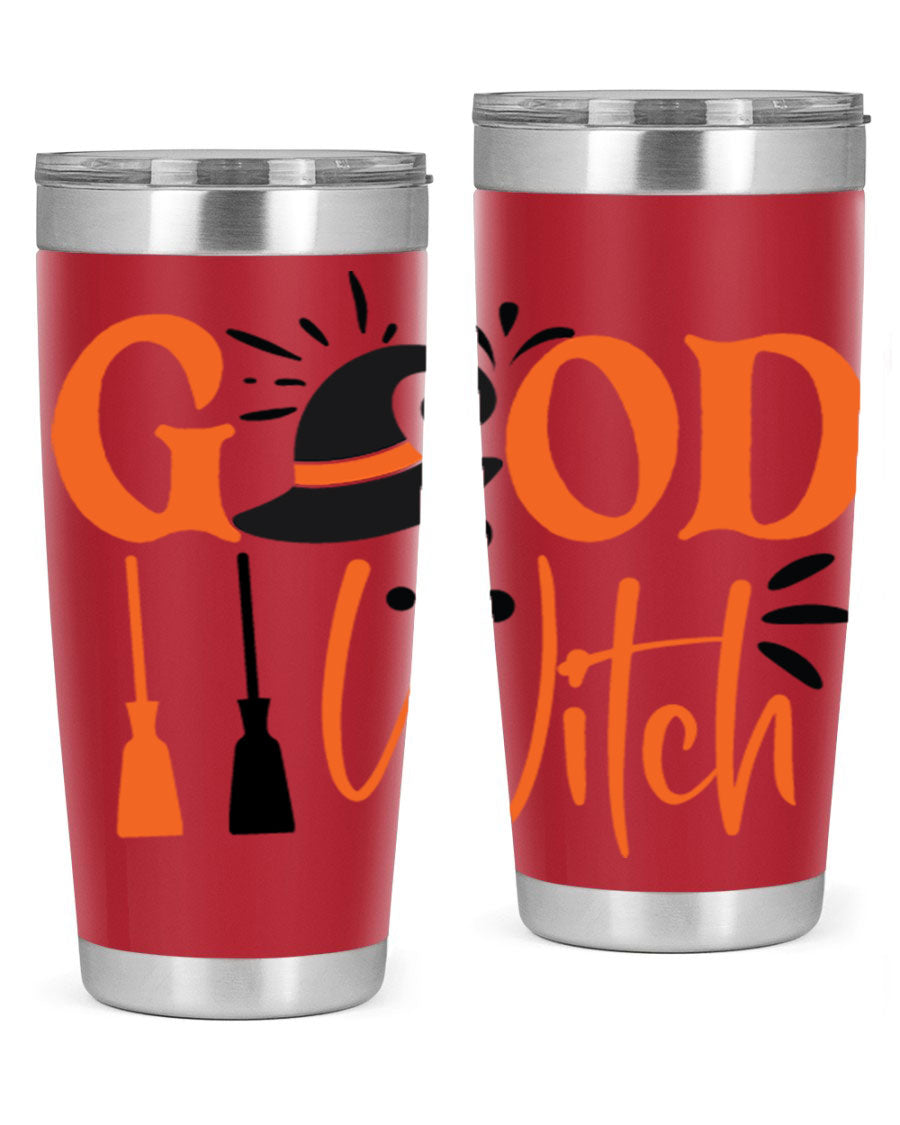 Good Witch 112# Halloween Tumbler, 20oz double wall vacuum stainless steel with a whimsical design, perfect for hot and cold beverages.