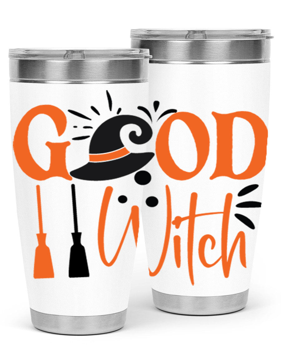 Good Witch 112# Halloween Tumbler, 20oz double wall vacuum stainless steel with a whimsical design, perfect for hot and cold beverages.