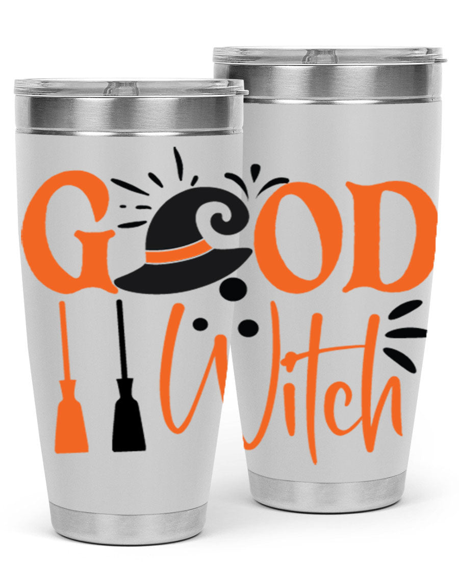 Good Witch 112# Halloween Tumbler, 20oz double wall vacuum stainless steel with a whimsical design, perfect for hot and cold beverages.