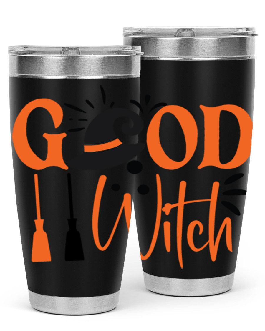 Good Witch 112# Halloween Tumbler, 20oz double wall vacuum stainless steel with a whimsical design, perfect for hot and cold beverages.