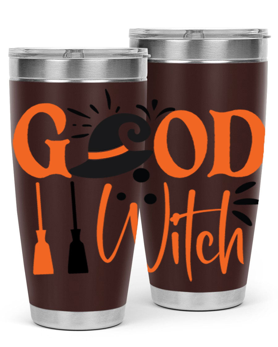 Good Witch 112# Halloween Tumbler, 20oz double wall vacuum stainless steel with a whimsical design, perfect for hot and cold beverages.