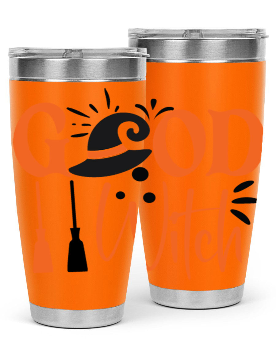Good Witch 112# Halloween Tumbler, 20oz double wall vacuum stainless steel with a whimsical design, perfect for hot and cold beverages.