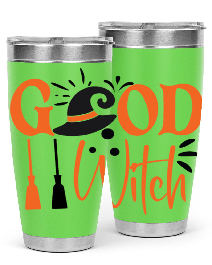 Good Witch 112# Halloween Tumbler, 20oz double wall vacuum stainless steel with a whimsical design, perfect for hot and cold beverages.